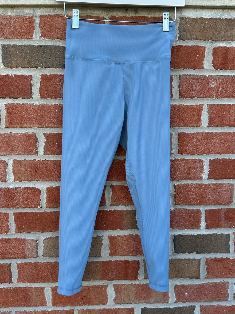 Ribbed Women’s High-Waist Leggings in Light Blue Size S